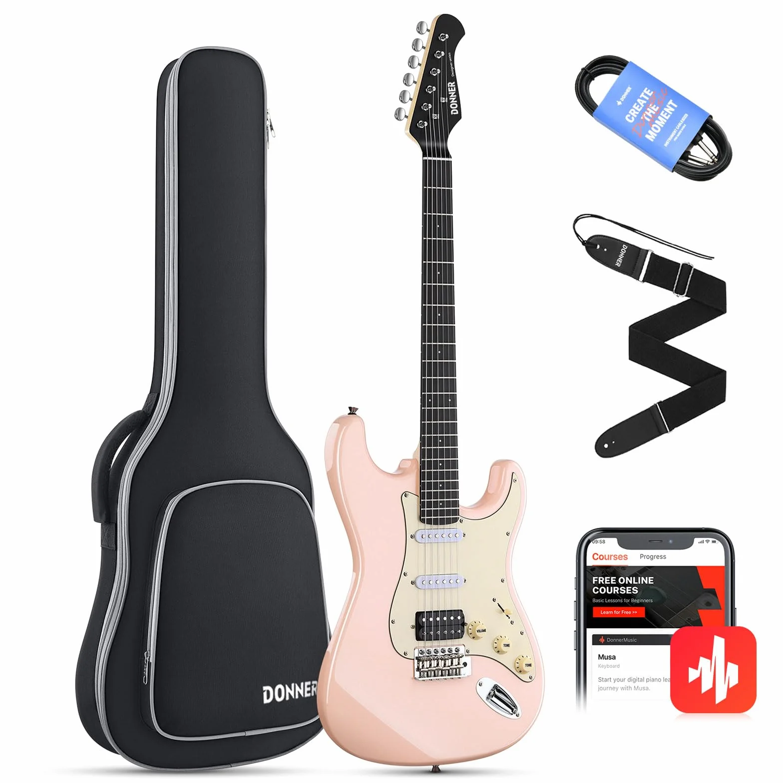 Donner DST-200 Gitara elektryczna 39 cali solidny korpus