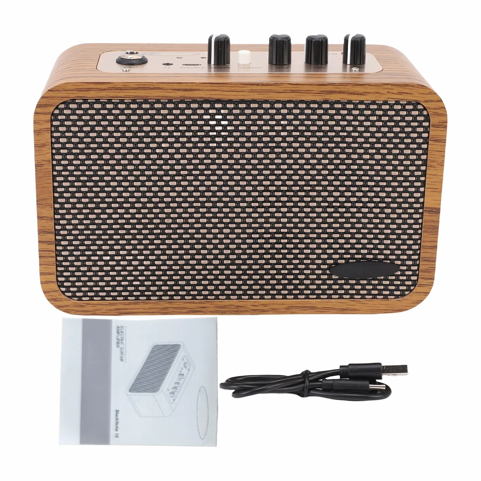 Fockety 10W Mini gitarę, Przenośny Wzmacniacz Gitary Elektrycznej z Wyjściem i Słuchawek, do Gitary Elektrycznej, Akustycznej lub Basu, Interfejs OTG, Akumulator, Drewniana